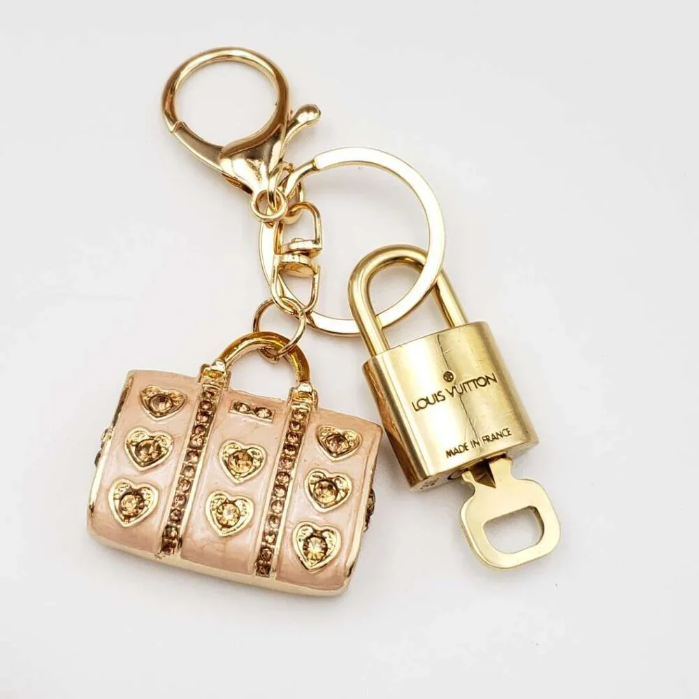 Authentic Louis Vuitton Gold Padlock & Key 🔒 LV Bag Charm w/ Unbranded Keychain